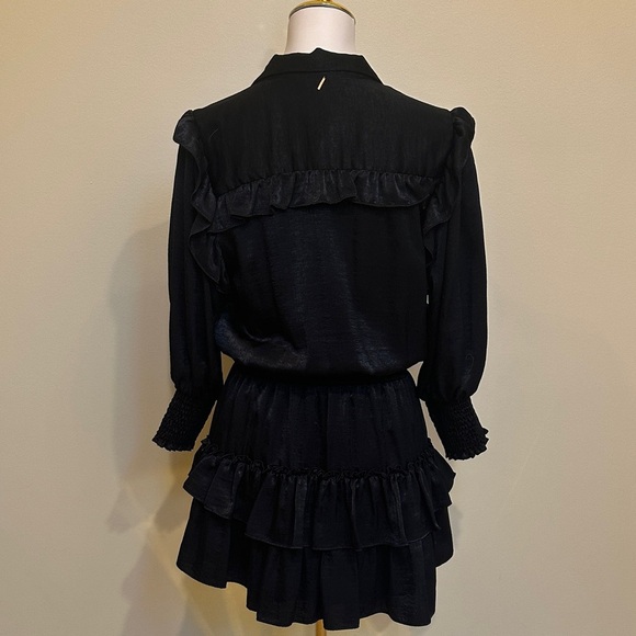 Misa Los Angeles Flirty Black Mini Ruffle Dress - Picture 3 of 7